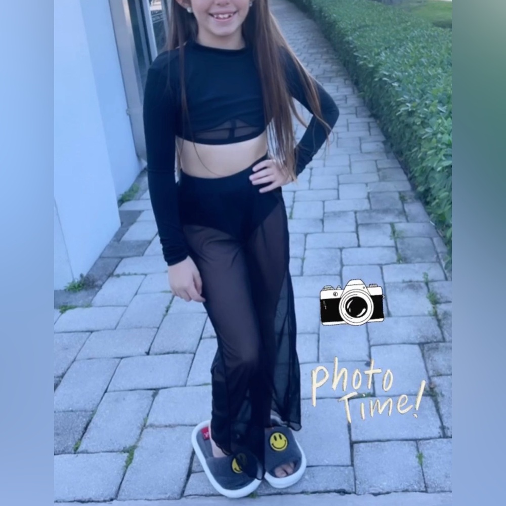 Kids Black Dance Costume Set